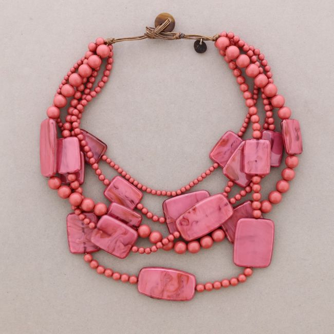 5 ROWS RESIN BEADS CHOKER