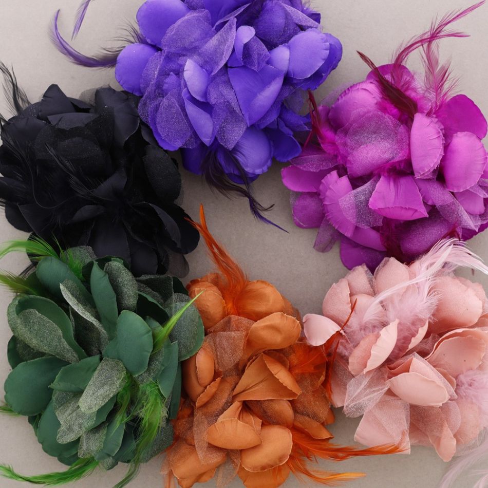 BROCHE FLOR TELA 16CM