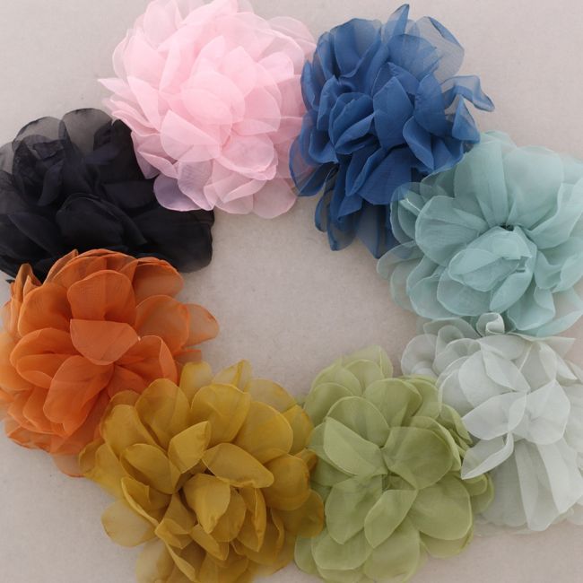 FABRIC FLOWER BROOCH 14CM