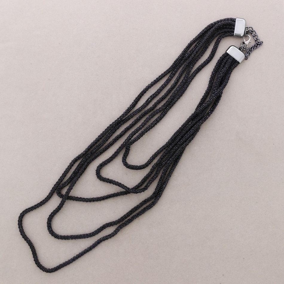 LONG NECKLACE WITH FIVE BRILLIANT ROWS