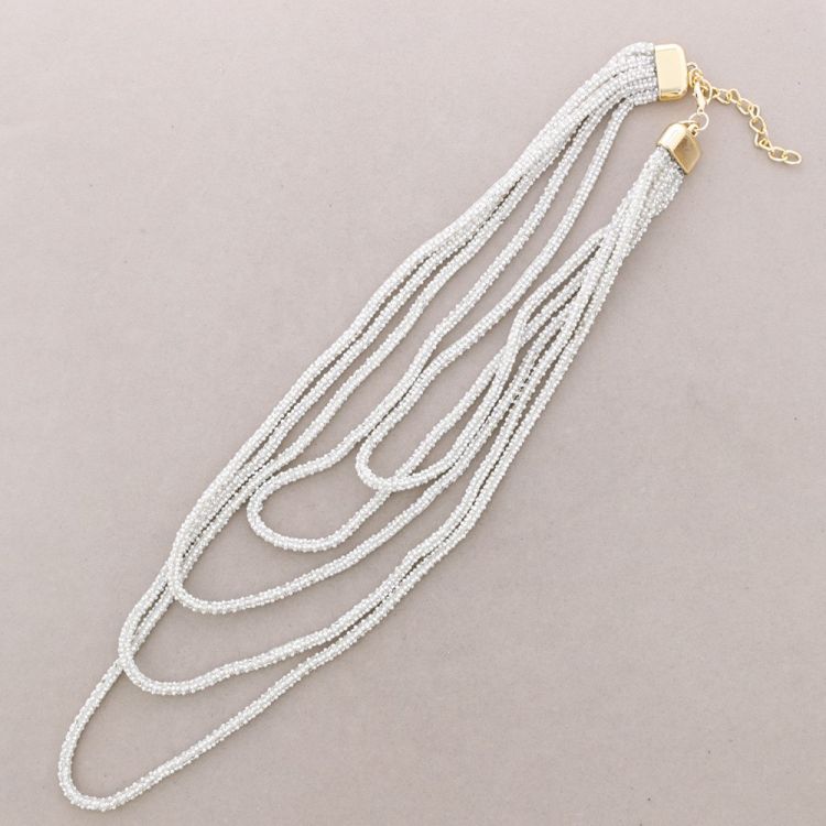 LONG NECKLACE WITH FIVE BRILLIANT ROWS