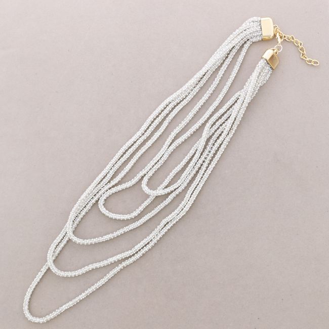 LONG NECKLACE WITH FIVE BRILLIANT ROWS