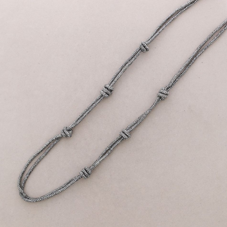 LONG NECKLACE WITH CRYSTALS DOUBLE KNOTS