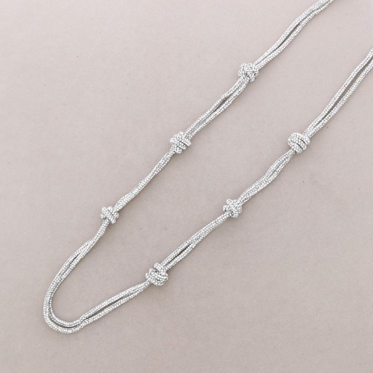 LONG NECKLACE WITH CRYSTALS DOUBLE KNOTS