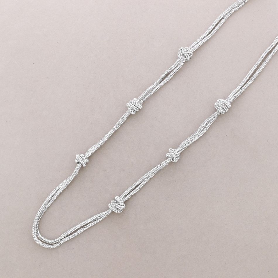 LONG NECKLACE WITH CRYSTALS DOUBLE KNOTS