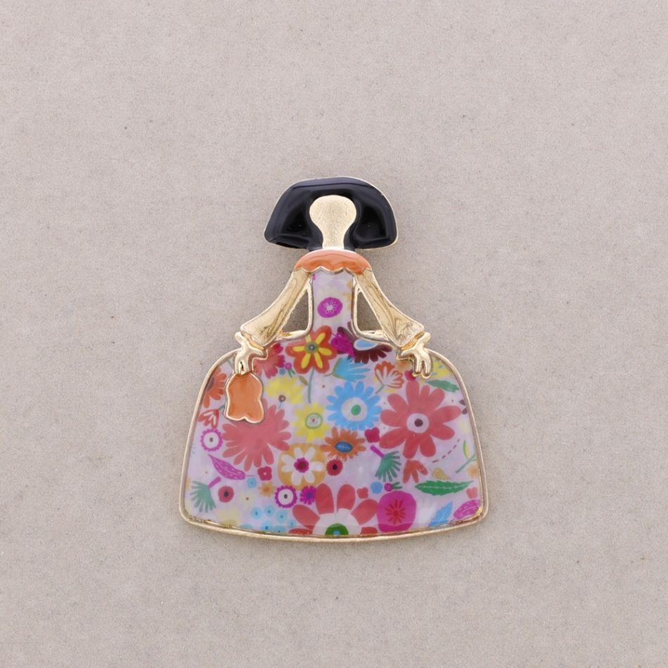 BROCHE MENINA METAL ESMALTE