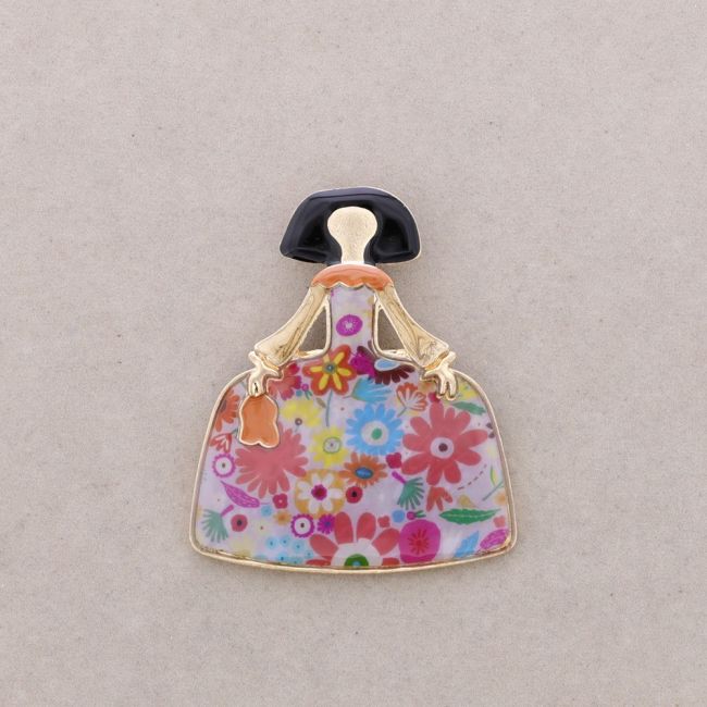 BROCHE MENINA METAL ESMALTE