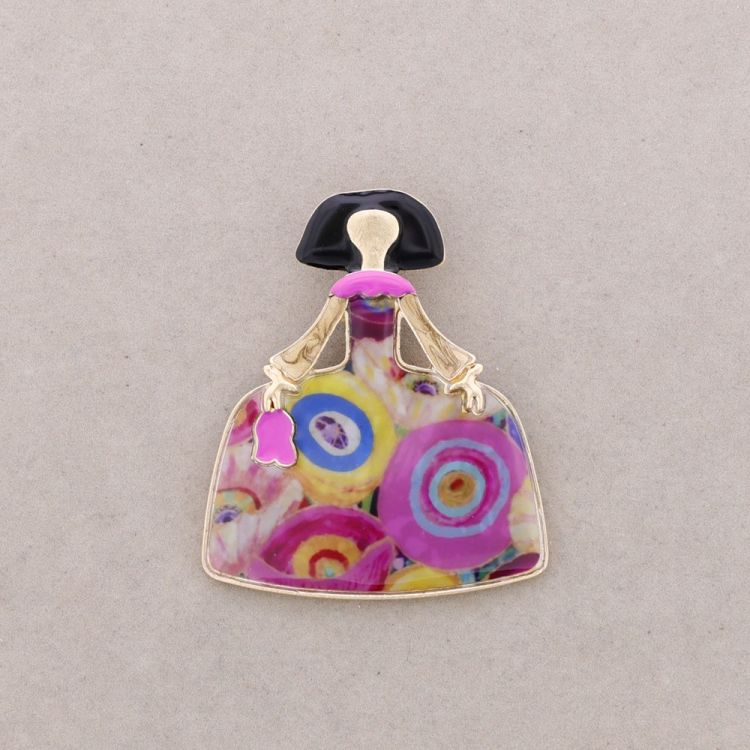 MENINA METAL ENAMEL BROOCH 2