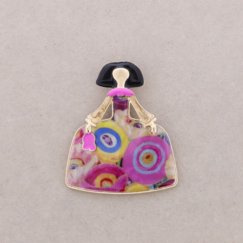 BROCHE MENINA METAL ESMALTE
