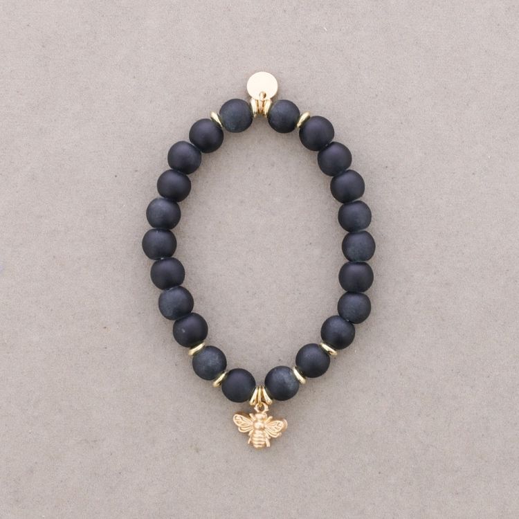 PULSERA ELASTICA CUENTAS ABEJITA METAL
