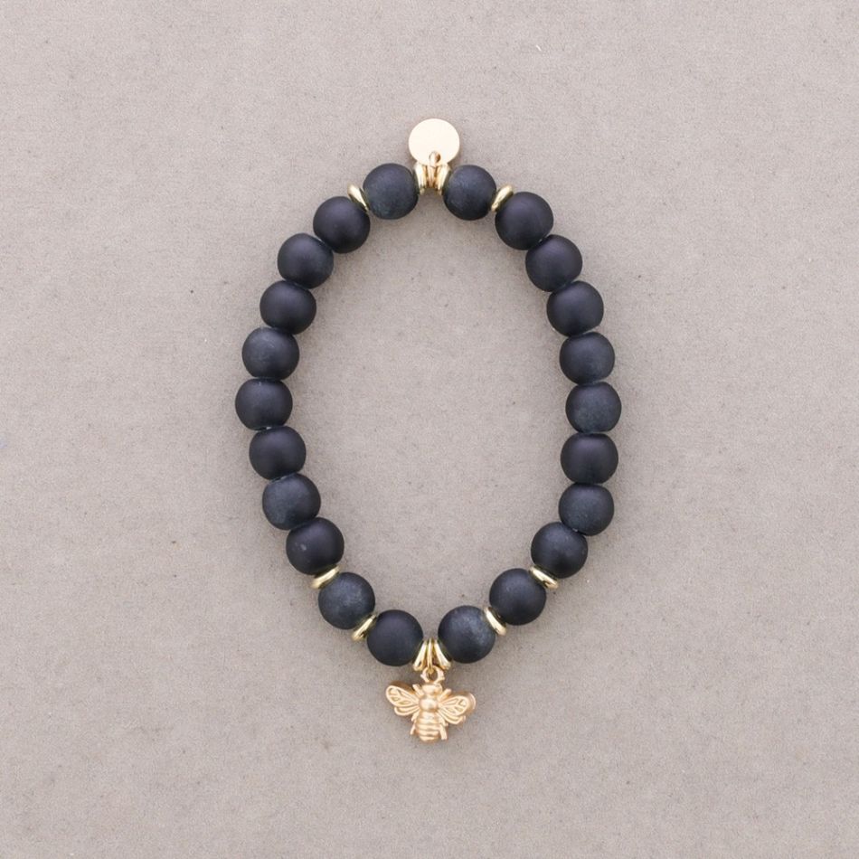 ELASTIC METAL BEE BEAD BRACELET