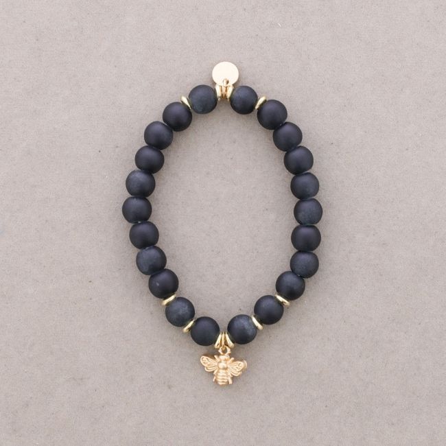 PULSERA ELASTICA CUENTAS ABEJITA METAL