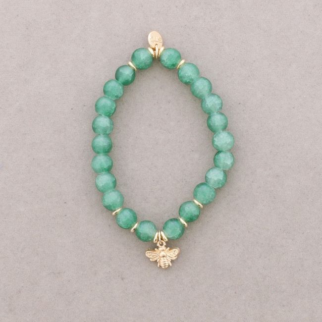 PULSERA ELASTICA CUENTAS ABEJITA METAL