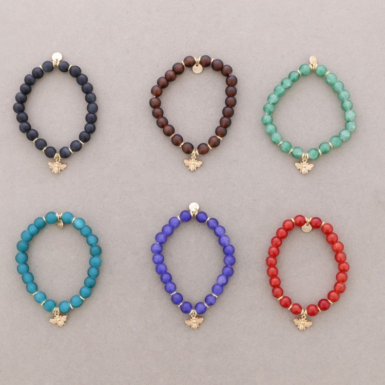 PULSERA ELASTICA CUENTAS ABEJITA METAL 2