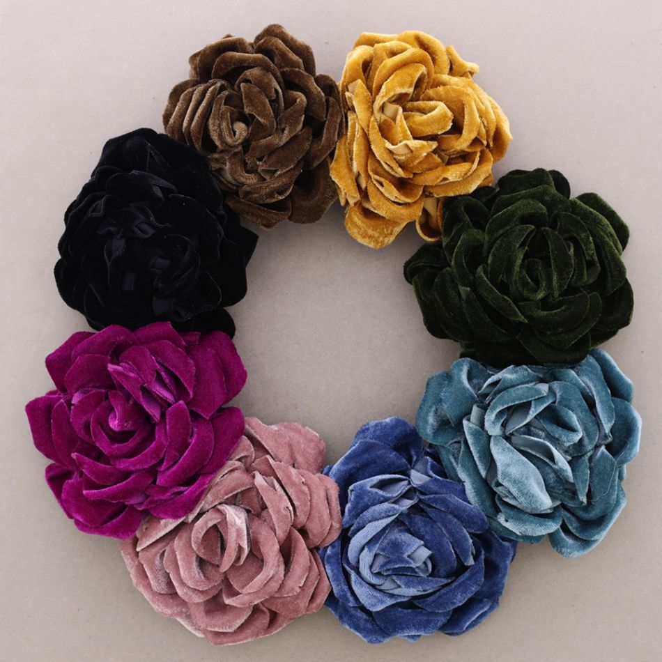 13CM VELVET FLOWER BROOCH