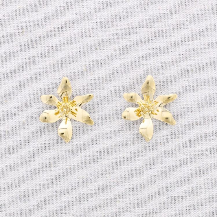 PENDIENTES ACERO PRESIÓN FLOR 2