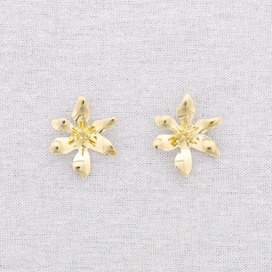 FLOWER STEEL STUD EARRINGS