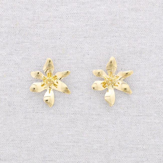 PENDIENTES ACERO PRESIÓN FLOR