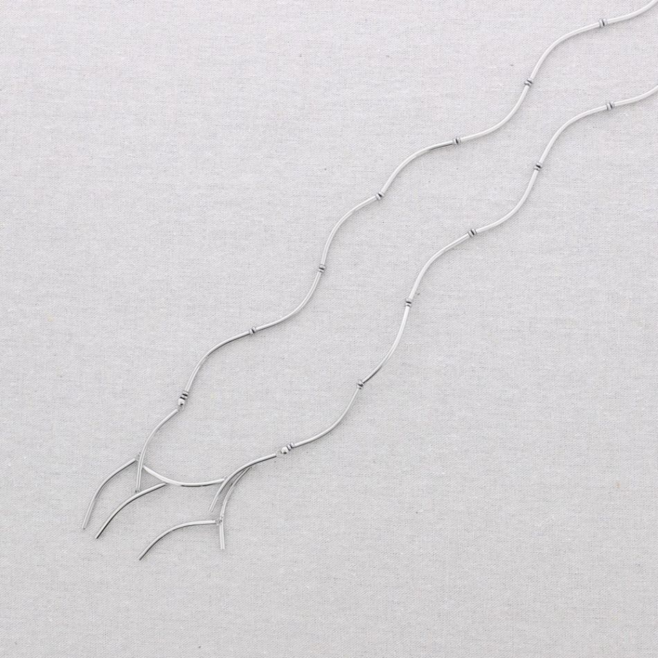 LONG STEEL NECKLACE WITH CURVED BARS