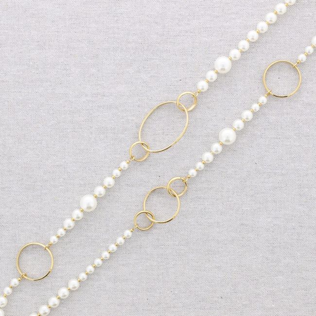 LONG STEEL NECKLACE WITH PEARL FINISH BALLS
