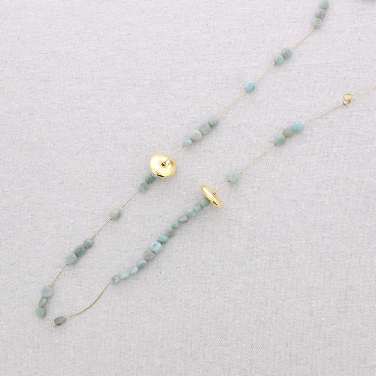 LONG STEEL NECKLACE WITH NATURAL STONE BEADS 2