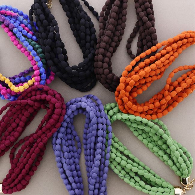 MULTI-TURN WOOL BALL CHOKER