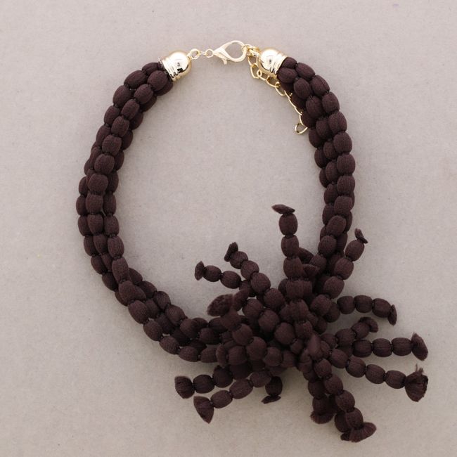 WOOL FLOWER CHOKER WITH BALLS