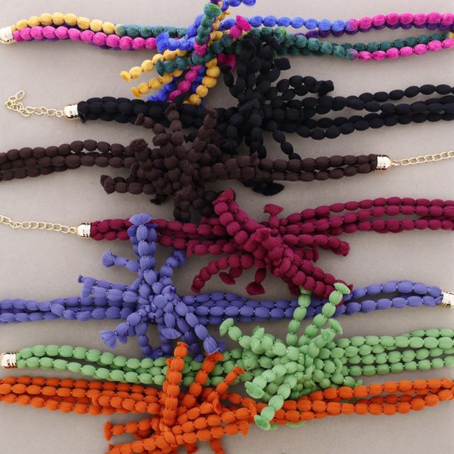WOOL FLOWER CHOKER WITH BALLS