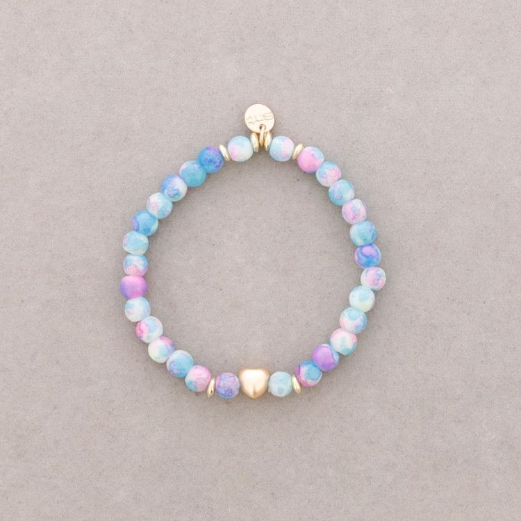ELASTIC BRACELET WITH METAL HEART BEADS