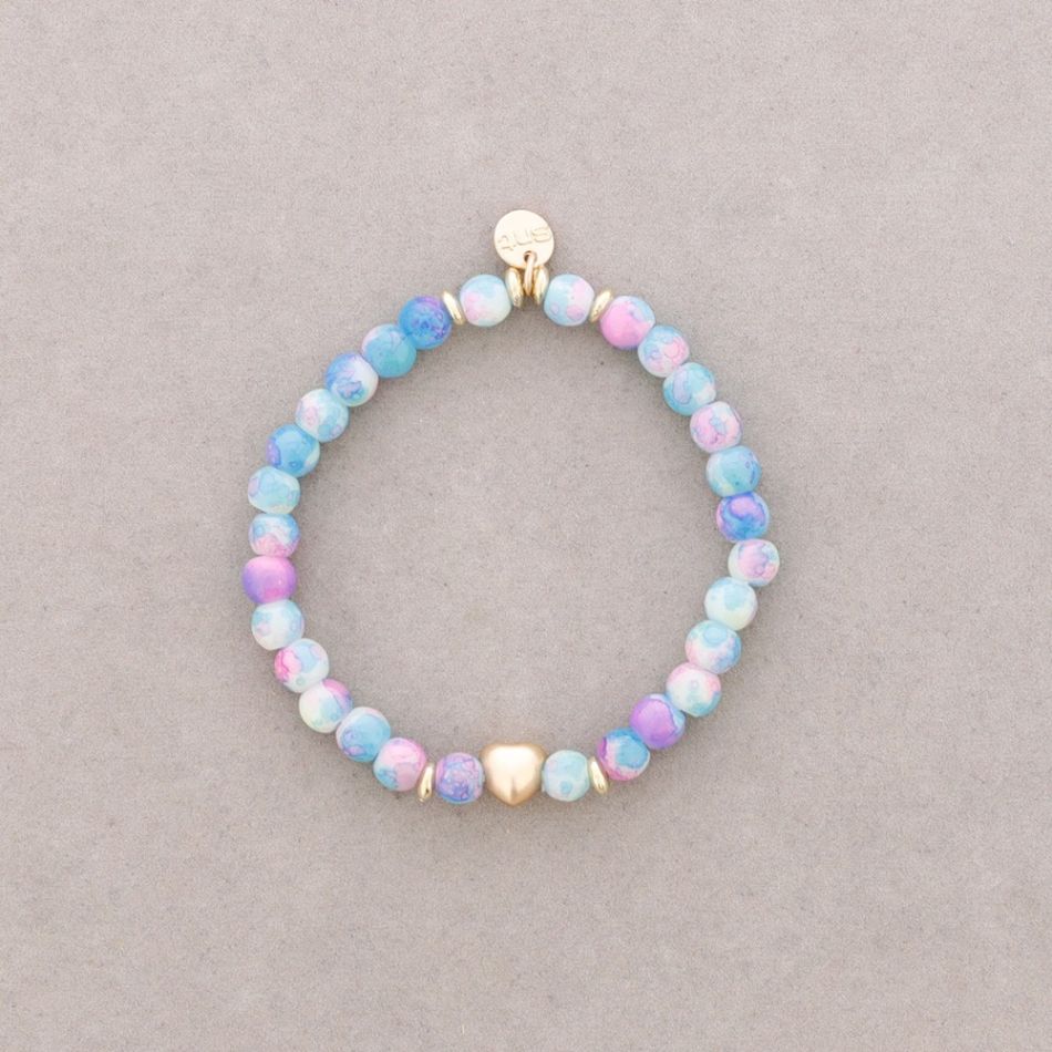 PULSERA ELÁSTICA CUENTAS CORAZÓN METAL