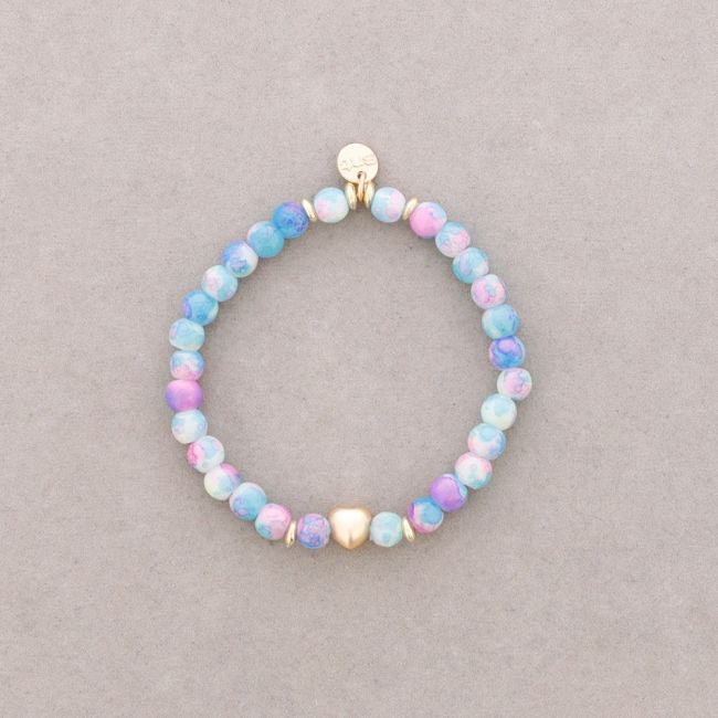 PULSERA ELÁSTICA CUENTAS CORAZÓN METAL
