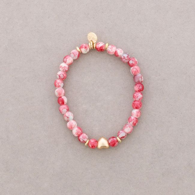 ELASTIC BRACELET WITH METAL HEART BEADS