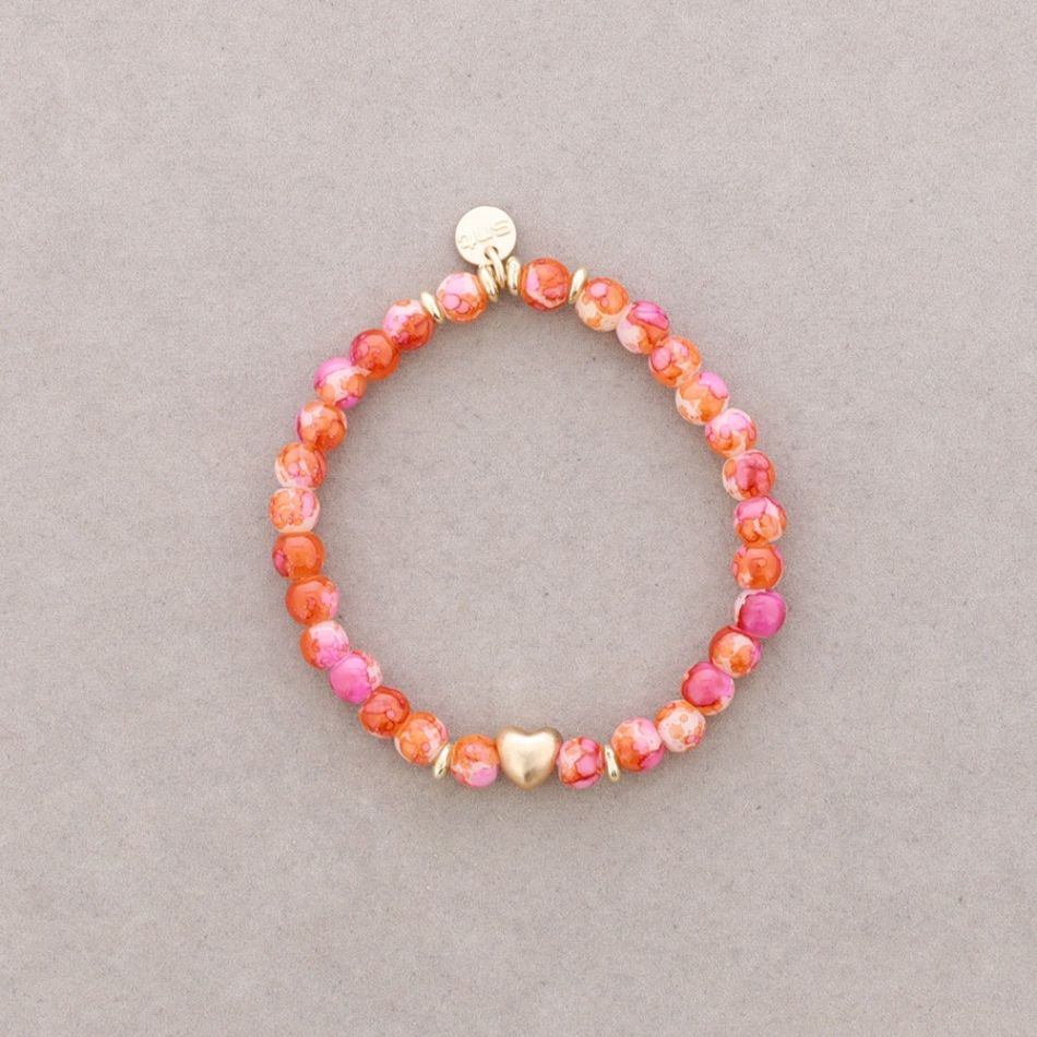 PULSERA ELÁSTICA CUENTAS CORAZÓN METAL