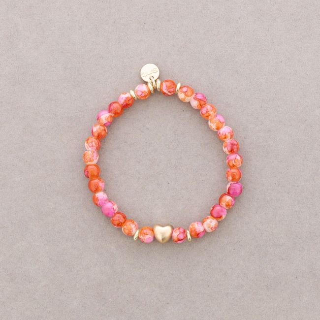 PULSERA ELÁSTICA CUENTAS CORAZÓN METAL