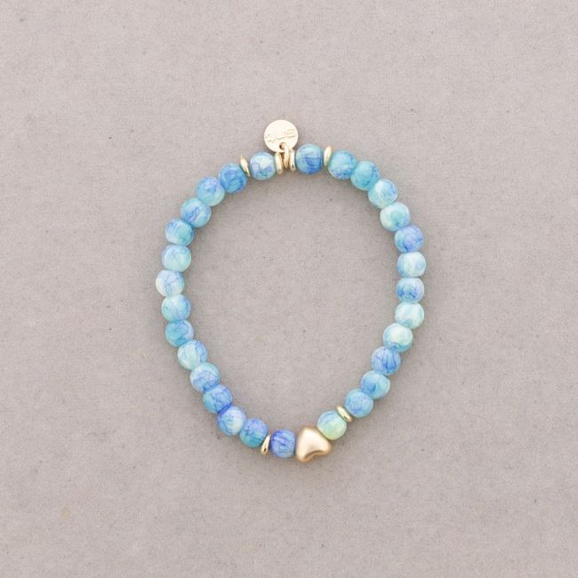 PULSERA ELÁSTICA CUENTAS CORAZÓN METAL