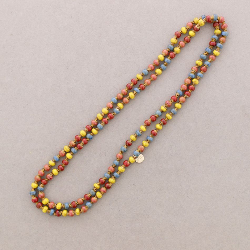 COLLAR LARGO BOLAS CERÁMICA NUDOS 1.2M*6MM