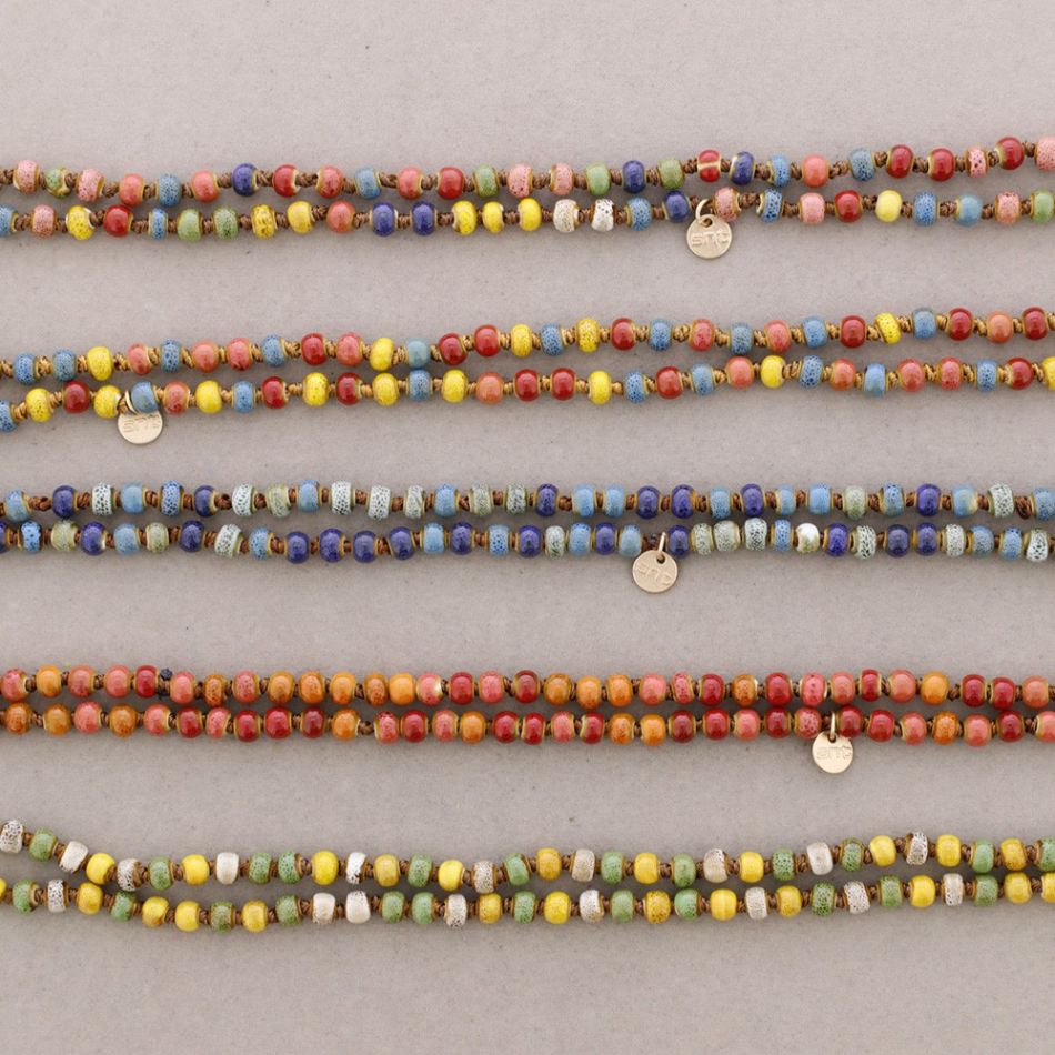 COLLAR LARGO BOLAS CERÁMICA NUDOS 1.2M*6MM