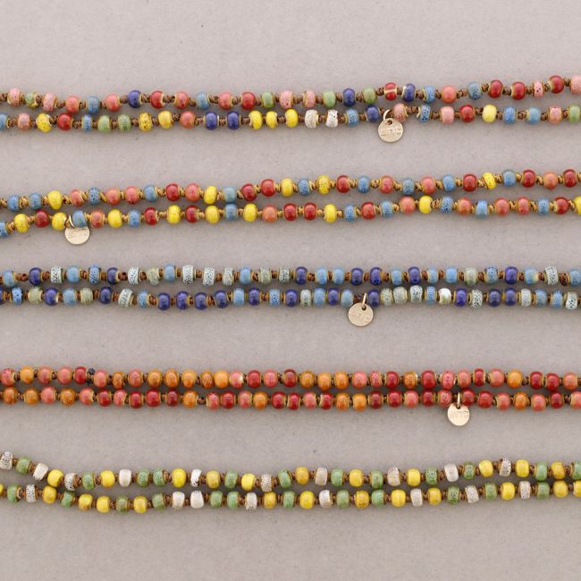 LONG NECKLACE 1.2M*6MM KNOTTED CERAMIC BALLS