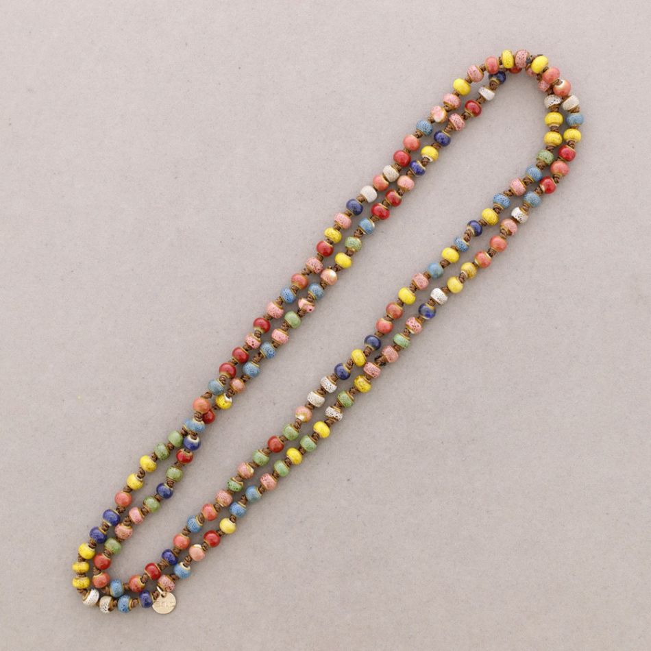 LONG NECKLACE 1.2M*6MM KNOTTED CERAMIC BALLS