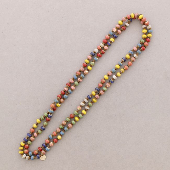 COLLAR LARGO BOLAS CERÁMICA NUDOS 1.2M*6MM