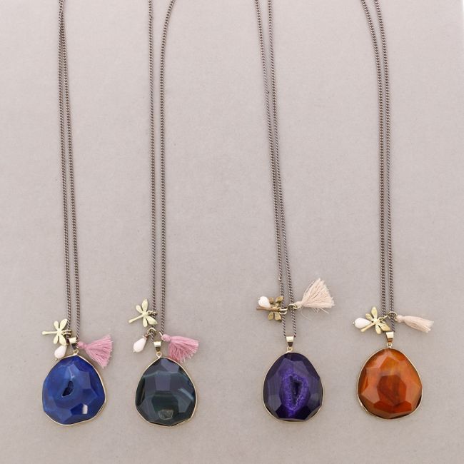 LONG NECKLACE WITH STONE PENDANT