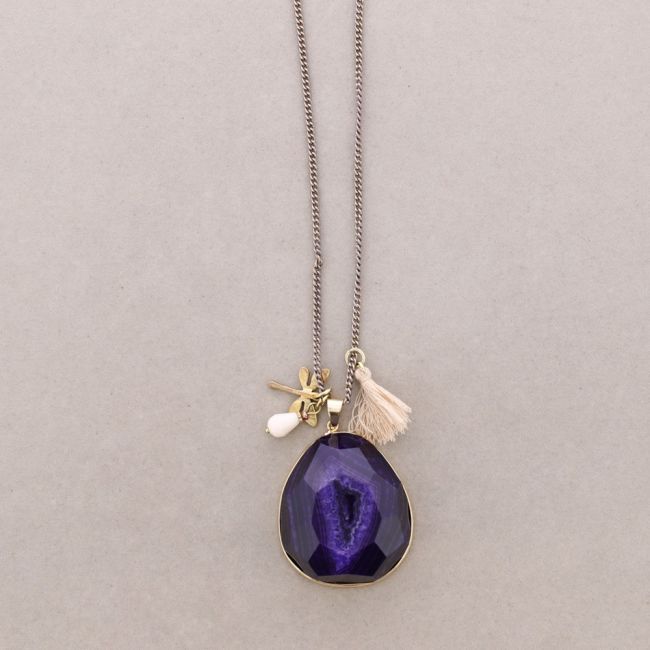 LONG NECKLACE WITH STONE PENDANT
