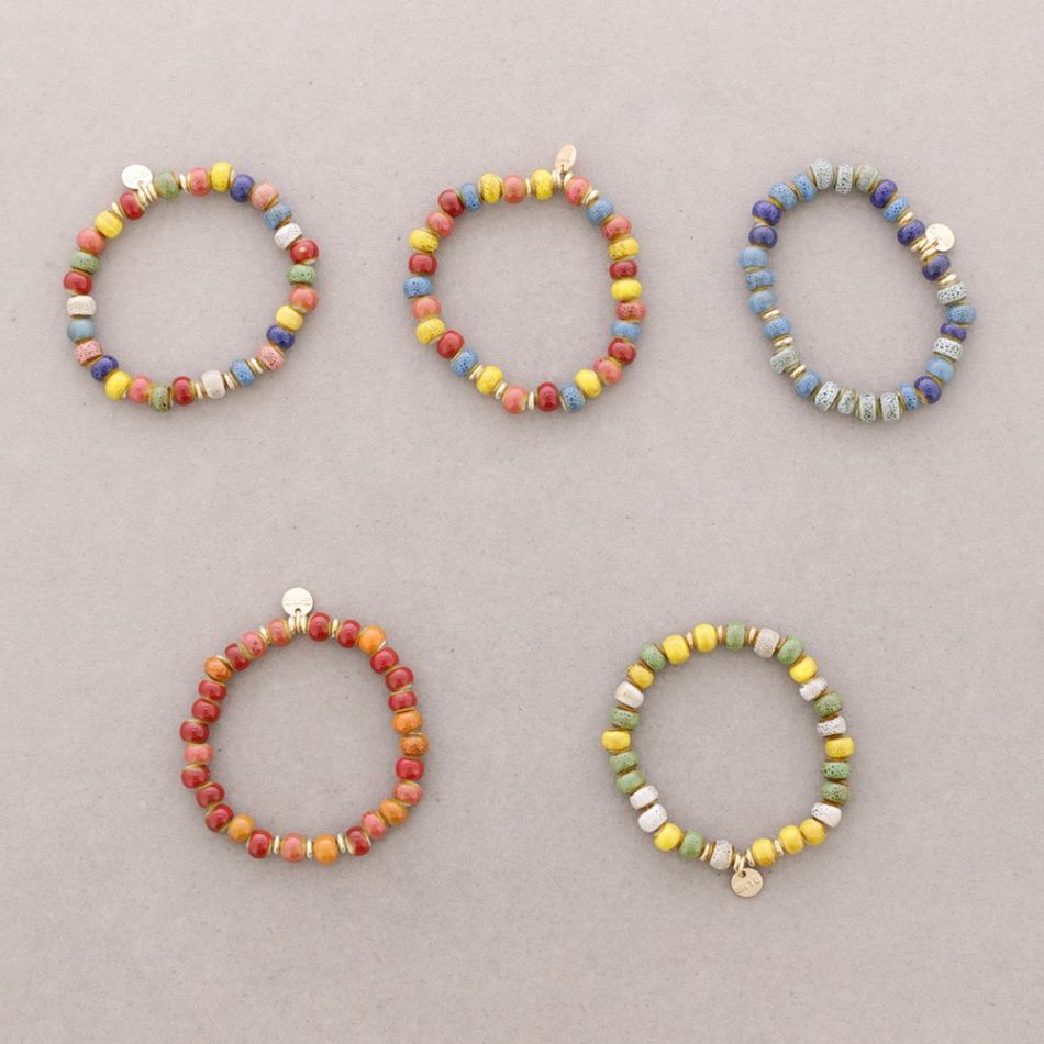 PULSERA ELÁSTICA CUENTAS CERÁMICA