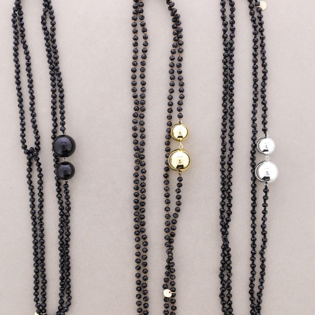 LONG NECKLACE FACETED CRYSTALS BALLS METALLIC FINISH 1.5M*6MM