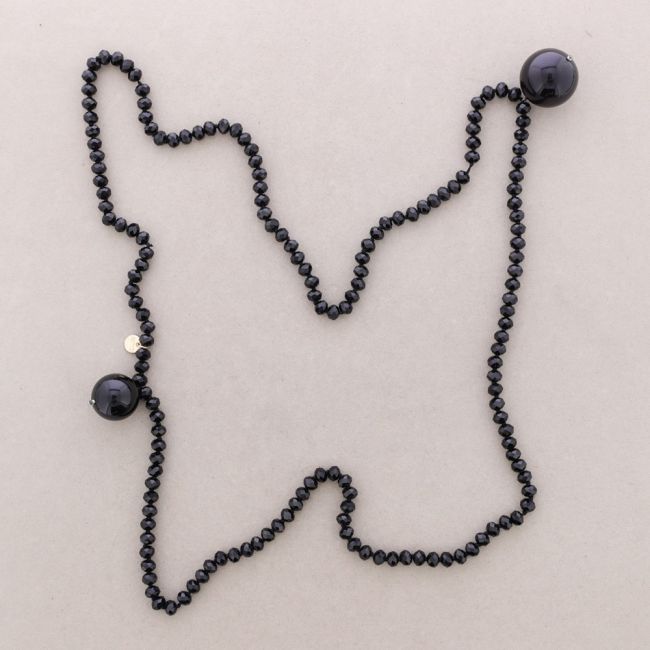 LONG NECKLACE FACETED CRYSTALS BALLS METALLIC FINISH 1.2M*8MM