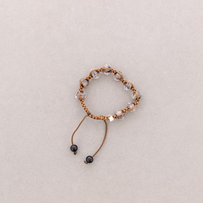 MACRAMÉ BRACELET WITH FACETED CRYSTALS