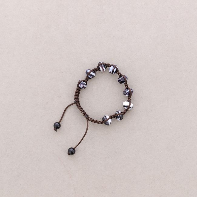 MACRAMÉ BRACELET WITH FACETED CRYSTALS