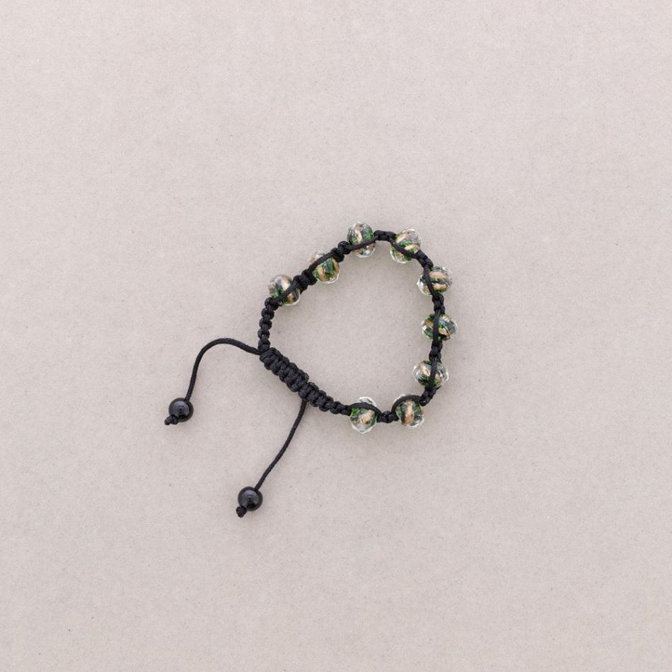 MACRAMÉ BRACELET WITH FACETED CRYSTALS