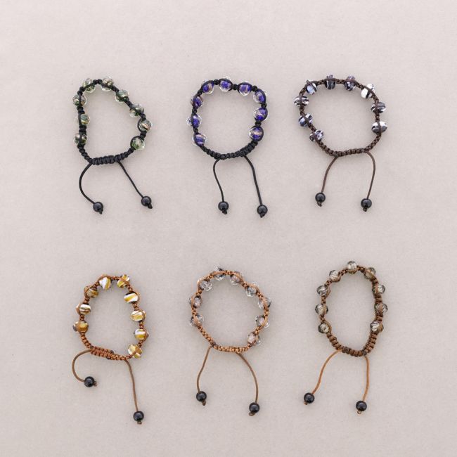 MACRAMÉ BRACELET WITH FACETED CRYSTALS