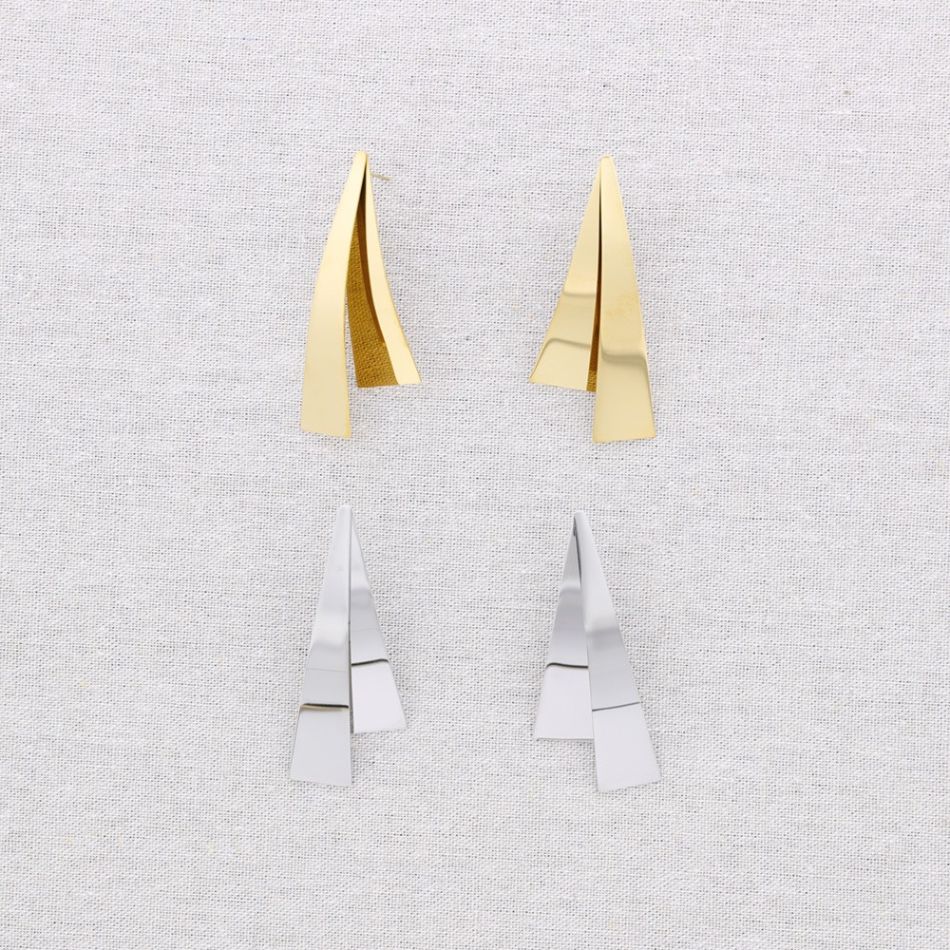 DOUBLE TRIANGLE STEEL EARRINGS